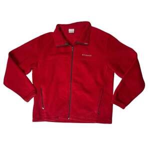 Columbia Red Fleece Jacket Full Zip Mens XL